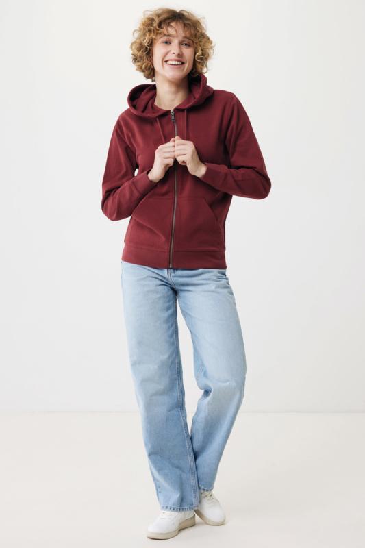 Mikina na zips s kapucňou IQONIQ Abisko z recykl. bavlny vínovo červená XXL 10