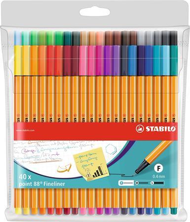 Liner, sada, 0,4 mm, STABILO "Point 88", 40 rôznych farieb 1