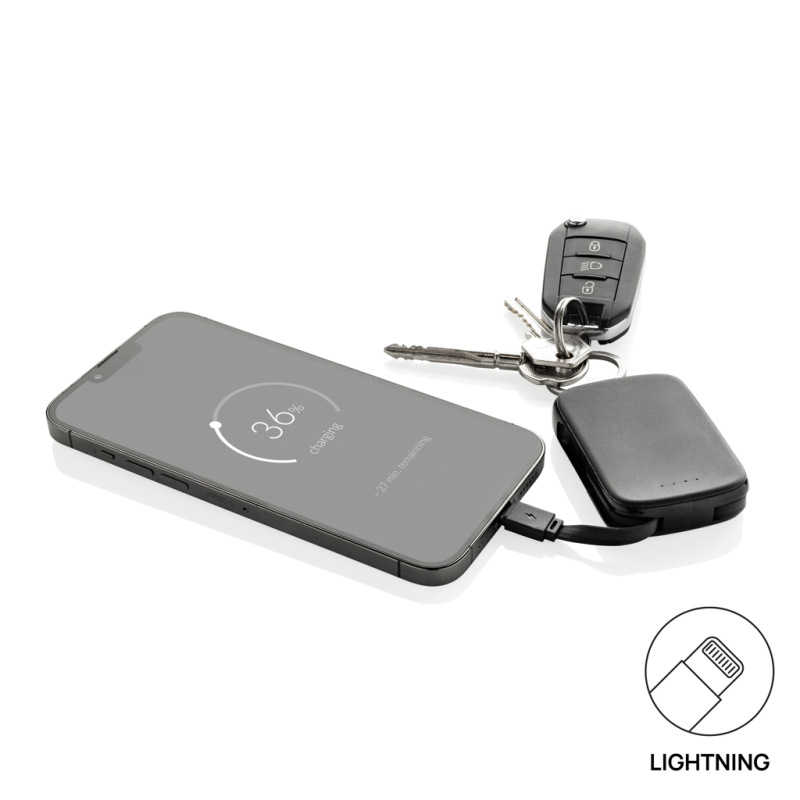 Nexo RCS kľúčenka s powerbankou 2000 mAh a int. káblami čierna 4