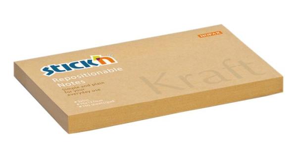 Samolepiaci poznámkový blok, 6x127 mm, 100 listov, STICK N "Kraft Notes", hnedá 1