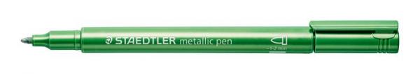 Dekoračný popisovač, 1-2 mm, kužeľový hrot, STAEDTLER, metalická zelená 3