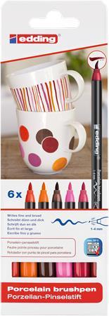 Popisovač na porcelán, sada, EDDING  "4200 Warm color", 6 rôznych farieb 1