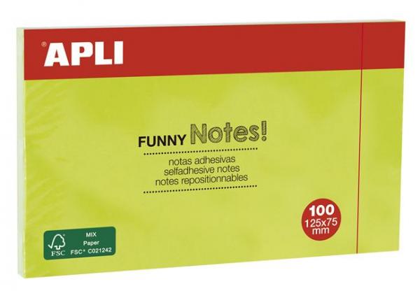 Samolepiaci blok, 125x75 mm, 100 listov, APLI, zelená 1