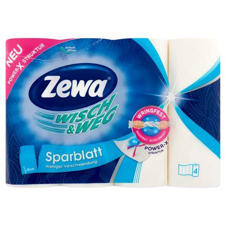 Papierové utierky, 2-vrstvové, 4 kotúče/bal, ZEWA "Wisch&Weg sparblatt"