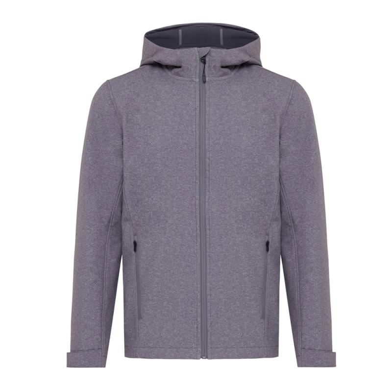 Pánska soft shell bunda IQONIQ Makalu z recykl. polyesteru vulcano heather grey L 1
