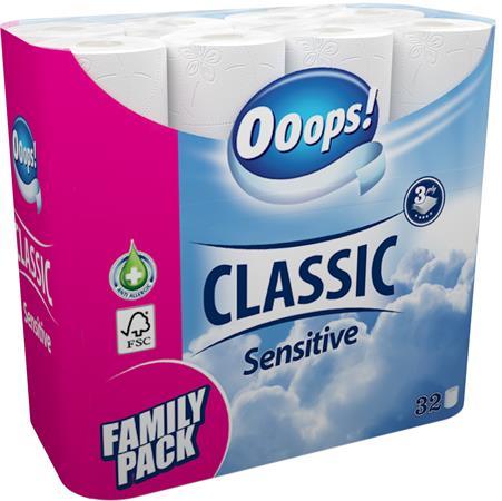 . Toaletný papier, 3-vrstvový, 32 ks/bal, "Ooops!", sensitive