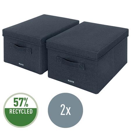 Úložný box, textilný, rozmer M, LEITZ "Fabric", zamatová sivá 3