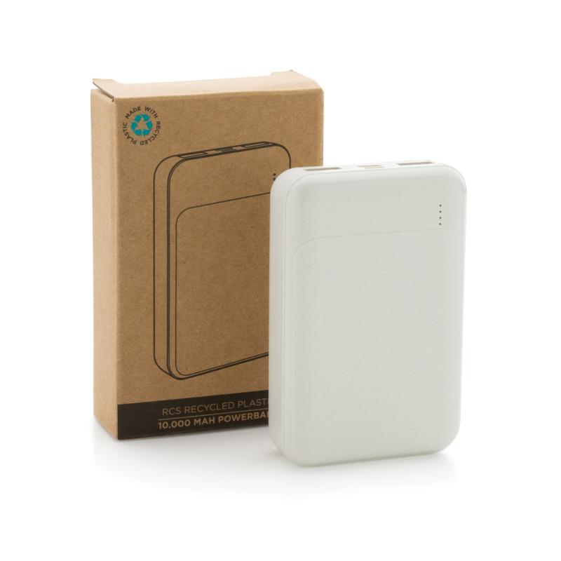 Powerbanka 10 000 mAh z RCS recyklovaného plastu biela 12
