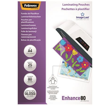 Laminovacia fólia, 80 mikr., A4, lesklá, 25 ks, FELLOWES 1