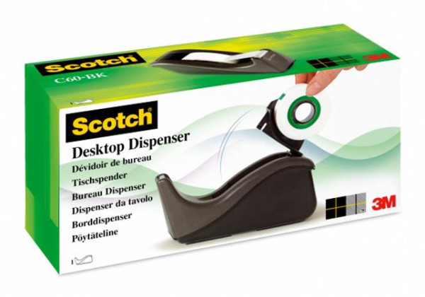 Stolný dávkovač lepiacej pásky, 3M SCOTCH "C60", čierny 3