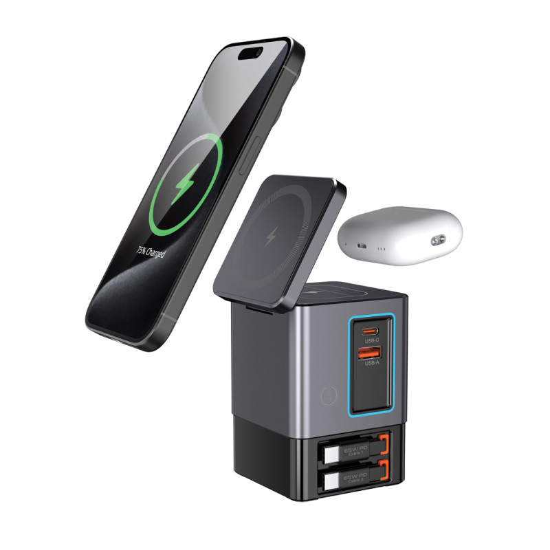 Urban Vitamin Sacramento 105W GaN stanica s nav. káblami sivá 9