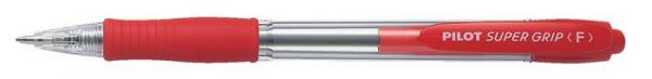 Guľôčkové pero, 0,27 mm, stláčací mechanizmus, PILOT "Super Grip", červené