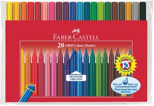 Fixky, sada, trojhranný tvar, FABER-CASTELL "Grip", 20 rôznych farieb 1