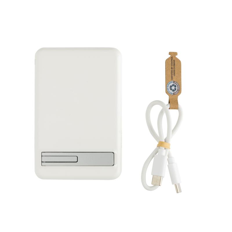 Magnetická powerbanka Zen 5000mAh 5W z RCS plastu a bambusu biela 2