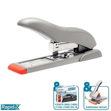 Zošívačka, veľkokapcitná, 70 listov, RAPID "HD70 Fashion", strieborná/oranžová