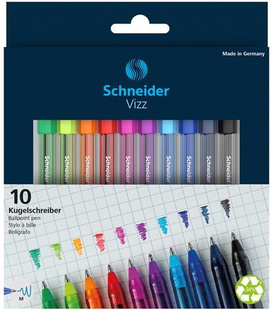 Guľôčkové pero, sada, 0,5 mm, s vrchnákom, SCHNEIDER "Vizz", mix farieb 1
