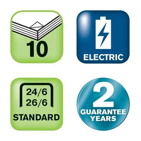 Zošívačka, elektrická, 24/6, 26/6, 10 listov, RAPID "Fixativ 10BX", čierna 6