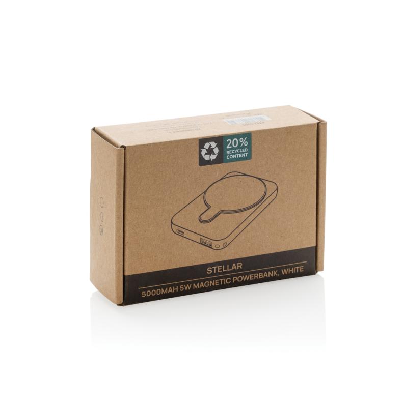 Magnetická powerbanka Stellar 5000mAh 5W z RCS plastu biela 12