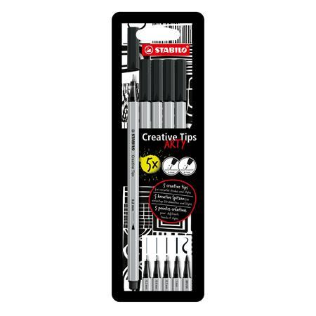 Liner, sada, STABILO "Creative Tips ARTY", čierna, 5 rôznych hrúbok 1