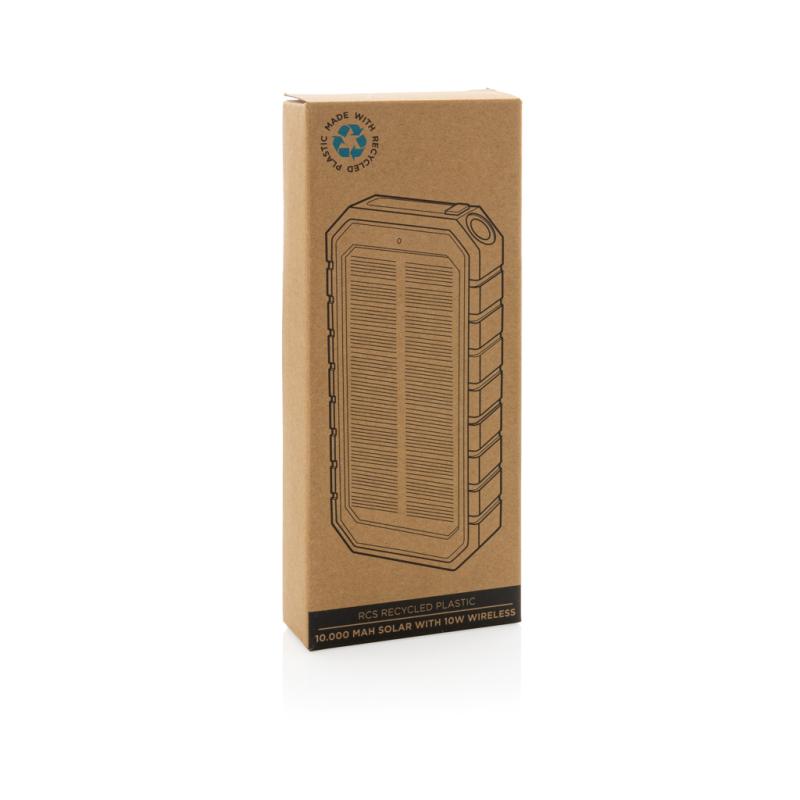 Bezdrôtová solárna powerbanka 10000mAh 10W z RCS rec. plastu čierna 11