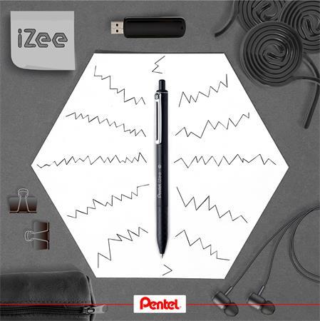 Guľôčkové pero, 0,35 mm, stláčací mechanizmus, PENTEL "iZee", čierna 2