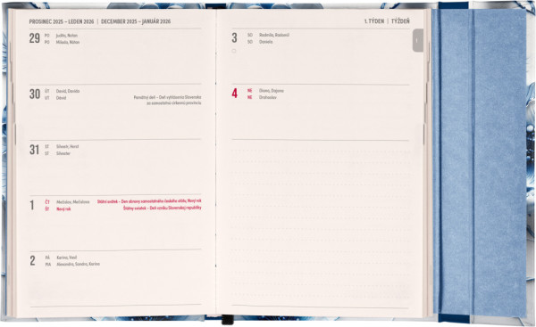 NOTIQUE Týždenný magnetický diár Porcelánový kvet 2026, 11 x 16 cm 1