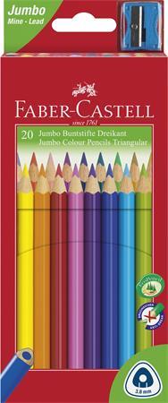 Farebné ceruzky, sada, trojhranný tvar, FABER-CASTELL "Jumbo", 20 rôznych farieb 1