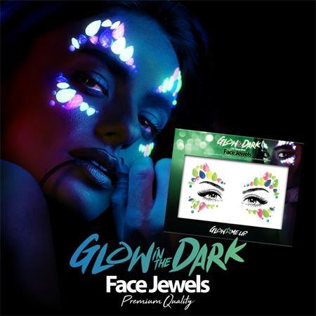 . Šperky na tvár, sada, samolepiace, fluoreskujúce pod UV svetlom, „"Glow in the dark", neón 2