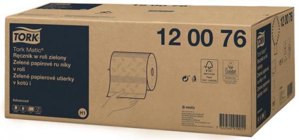 Papierové utierky, kotúčové, 2-vrstvové, H1 systém, Advanced, TORK "Matic®", zelená 2
