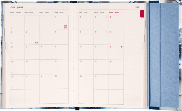 NOTIQUE Týždenný magnetický diár Porcelánový kvet 2026, 11 x 16 cm 3