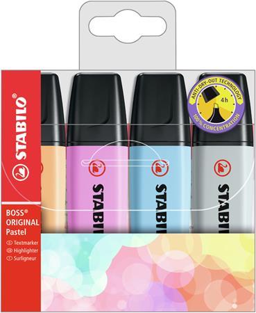 Zvýrazňovač, sada, 2-5 mm, STABILO "BOSS original Pastel", 4 rôzne farby 1