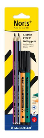 Grafitová ceruzka a liner, sada, STAEDTLER "Noris® colour edition set", liner oranžovej a 1