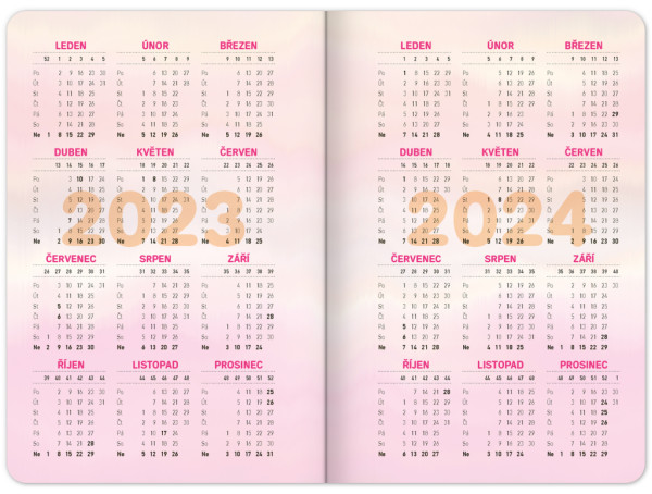 Školský diár Ružové pruhy (september 2023 – december 2024), 9,8 × 14,5 cm 2