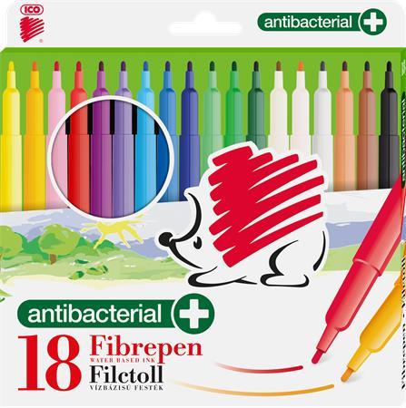 Fixky, sada, 1 mm, antibakteriálne, ICO "Ježko 300", 18 rôznych farieb 1