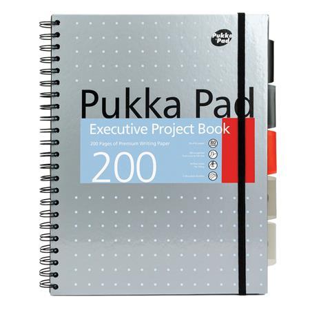 Špirálový zošit, A4+, linajkový, 100 listov, PUKKA PAD "Metallic Project Book", mix farieb 2