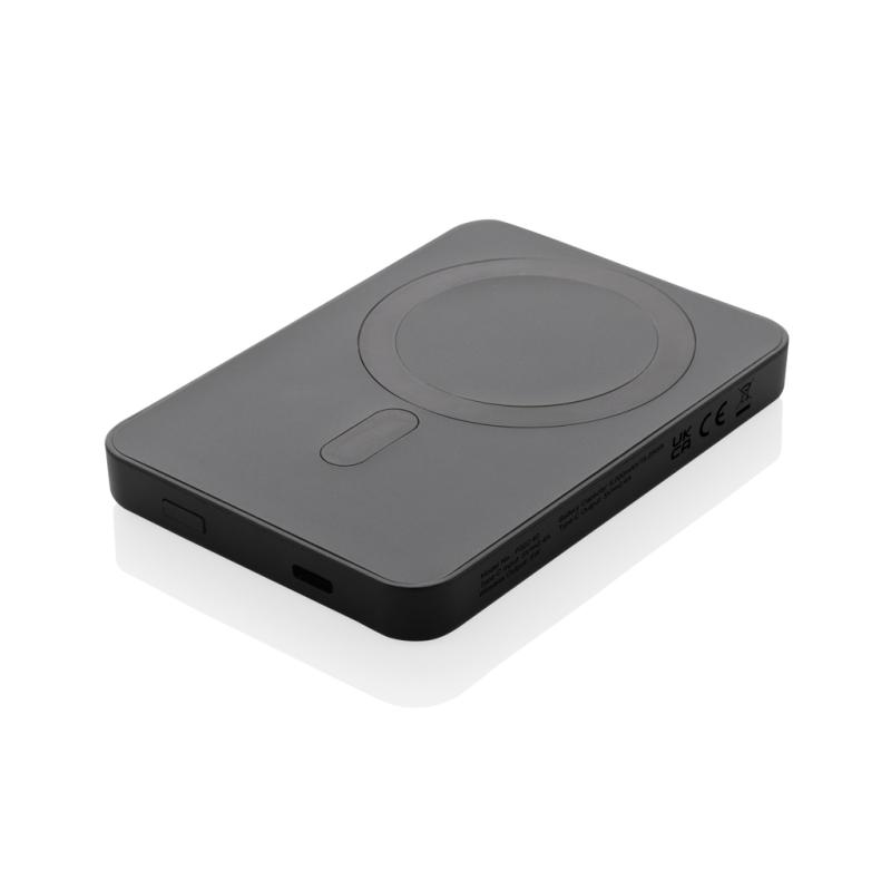 Magnetická powerbanka 5000mAh Magnetix z RCS recykl. plastu čierna 1