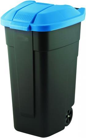 Odpadkový kôš, s kolieskami, plastový, 110 l, CURVER, modrá/čierna 1