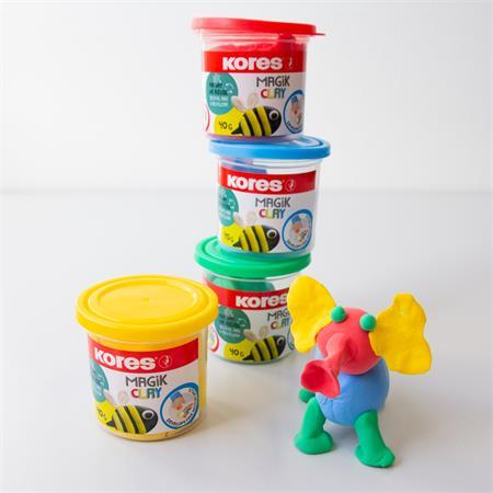 Plastelína,160 g, schnúca na vzduchu, 4 farby, KORES "Magic Clay" 3