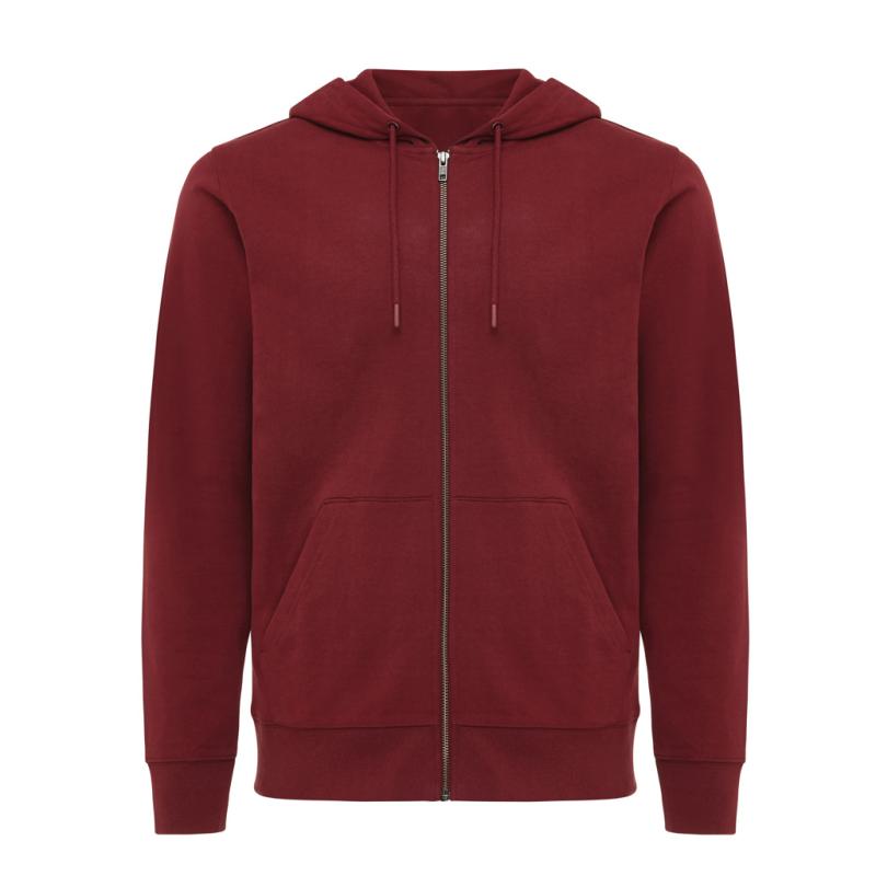 Mikina na zips s kapucňou IQONIQ Abisko z recykl. bavlny vínovo červená S 1