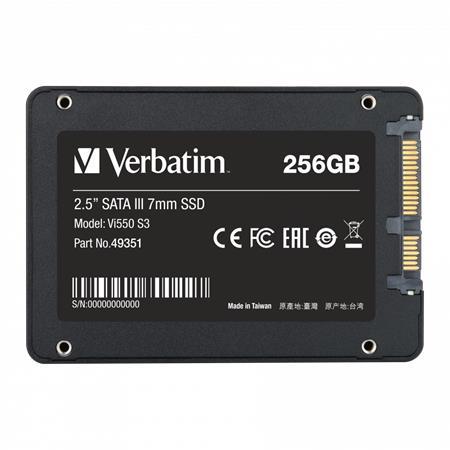 SSD (vnútorná  pamäť), 256GB, SATA 3, 460/560MB/s, VERBATIM "Vi550" 3