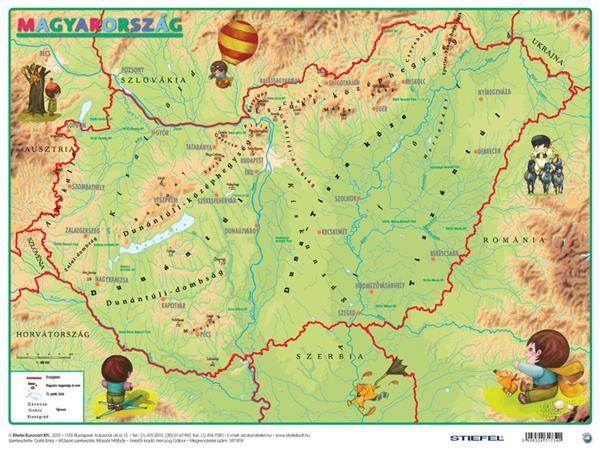 STIEFEL Podložka na stôl, obojstranná, A3,"Gyerek Mo. közigazgatása/Mo. domborza -  Samospráva/Geo 2