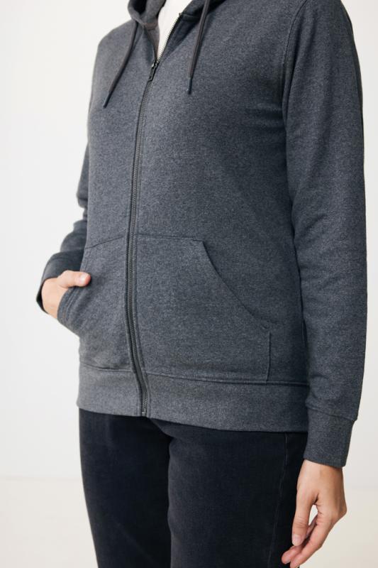 Mikina na zips s kapucňou IQONIQ Abisko z recykl. bavlny heather anthracite S 16