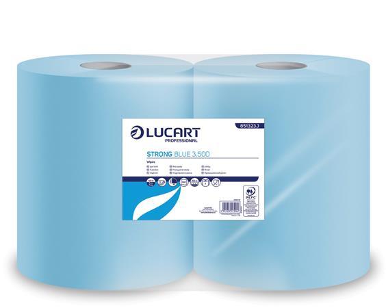 Papierové utierky, kotúčové, 3-vrstvové, LUCART "Strong Blue 3500", modré