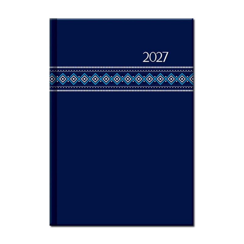 Týždenný diár A5 FOLK modrý 2027