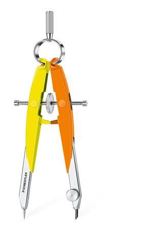 Sada kružidla, precízna, 2 dielna, STAEDTLER "Mars Comfort Neon", neon žlto/oranžová 2