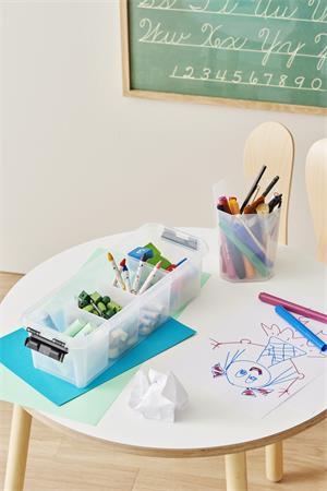 Úložný box, plastový, čierne úchytky, 4 priehradky, SMARTSTORE "Classic 4",  priehľadný 3