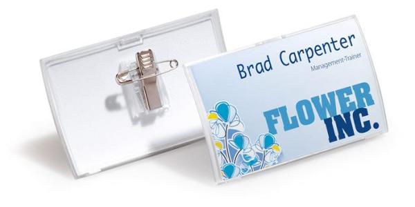 Visačka, so sponou a špendlíkom, PP, 54x90 mm, DURABLE, "Click Fold" 2
