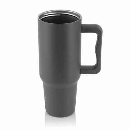 . Termohrnček, 1,2 l, so slamkou, s uškom, sivý 2