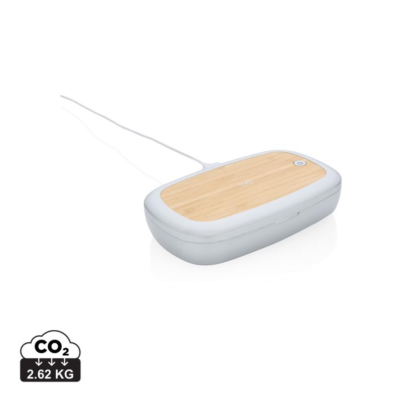 UV-C sterilizačný box s bezdrôtovým nabíjaním 5W Rena sivá