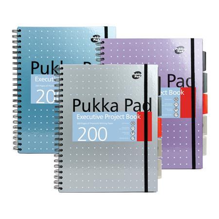 Špirálový zošit, A4+, linajkový, 100 listov, PUKKA PAD "Metallic Project Book", mix farieb 1